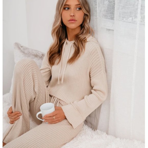 S. the Widow Tops - CALLIE Ribbed Hooded Sweater